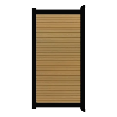 Aluminium Tuinpoort | 97x90cm | Rhombus Teak | Horizontaal | Zwart aluminium frame