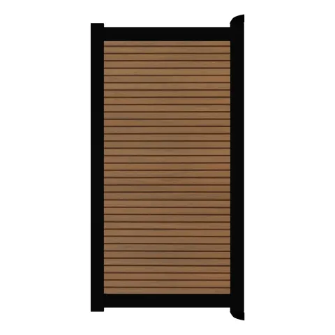 Aluminium Tuinpoort - Rhombus Warm Oak - Horizontaal - Zwart aluminium frame