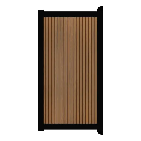 Aluminium Tuinpoort - Rhombus Warm Oak - Verticaal - Zwart aluminium frame