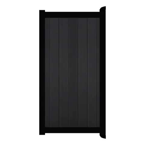 Aluminium Tuinpoort | 125x220cm | Natural Solid Black | Verticaal | Zwart aluminium frame