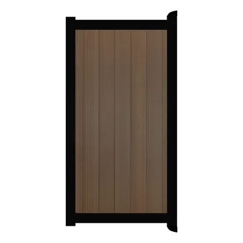 Aluminium Tuinpoort - Natural Mahonie - Verticaal - Zwart aluminium frame