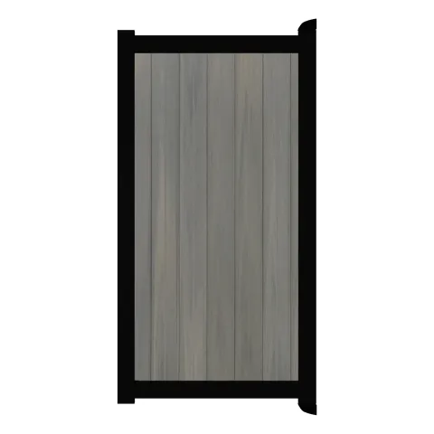 Aluminium Tuinpoort - Natural Light Grey - Verticaal - Zwart aluminium frame