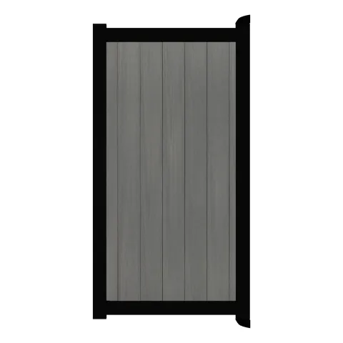 Aluminium Tuinpoort - Natural Cloudy Grey - Verticaal - Zwart aluminium frame