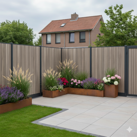 Composiet Premium Tuinscherm - Barcode Shade - Verticaal