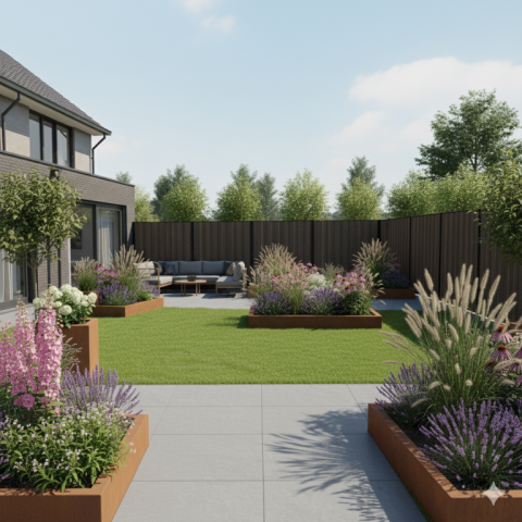 Composiet Premium Tuinscherm - Barcode Walnut - Verticaal