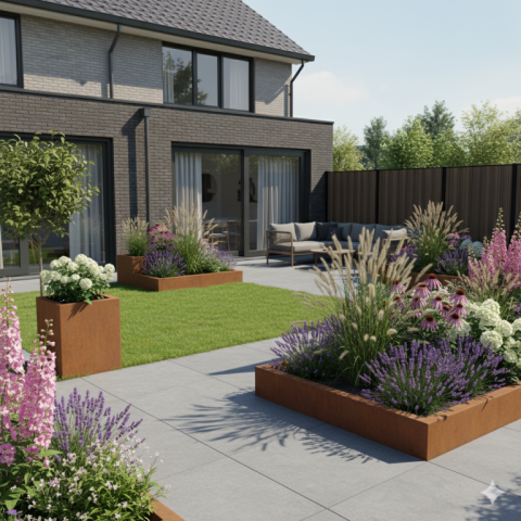 Composiet Premium Tuinscherm - Barcode Walnut - Verticaal