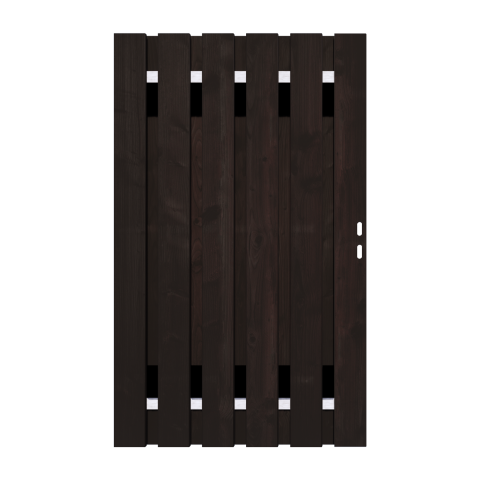 Zwart Grenen Tuinpoort 110x195 cm | Stalen frame met slotkast | Verstelbaar | 16x140 mm