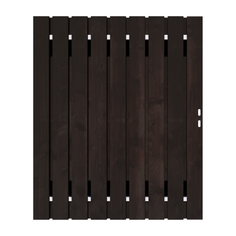 Zwart Grenen Tuinpoort 150x195 cm | Stalen frame met slotkast | Verstelbaar | 16x140 mm