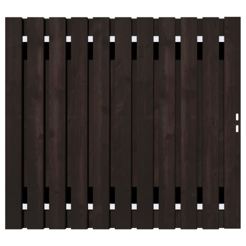 Zwart Grenen Tuinpoort 200x195 cm | Stalen frame met slotkast | Verstelbaar | 16x140 mm