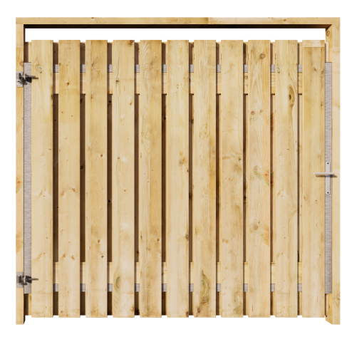 Grenen Tuinpoort 200x195 cm | Stalen frame met slotkast | Verstelbaar | 17x140 mm