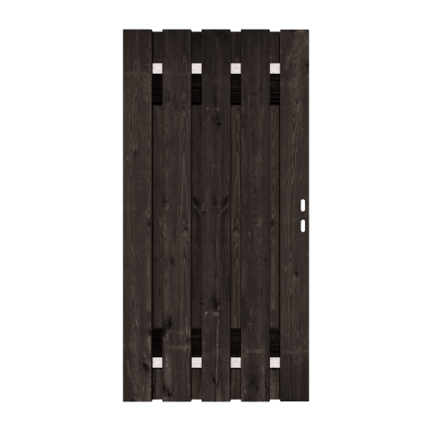 Zwart Grenen Tuinpoort | Stalen frame met slotkast | 16x140 mm planken