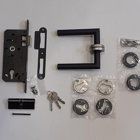 Slotset met rozet | Stalen frame zonder slotkast | Zwart