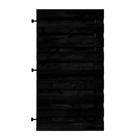 Zwart Grenen Horizontale Tuinpoort 100x180 cm | 16x140 mm | 19-planks model