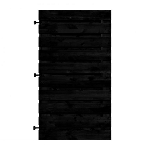 Zwart Grenen Horizontale Tuinpoort 100x180 cm | 16x140 mm | 21-planks model
