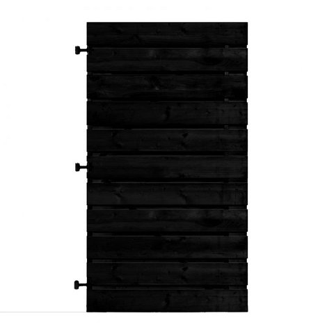 Zwart Grenen Horizontale Tuinpoort 100x180 cm | 16x140 mm | 23-planks model