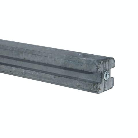 Rabatpaal met lichtleiding met schroefbus 10x10x270cm tussensponning Stampgrijs