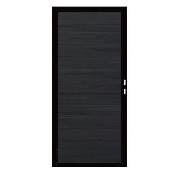 Composiet Premium Tuinpoort | 90x190cm | Natural | Solid Black | Horizontaal | Zwart stalen frame