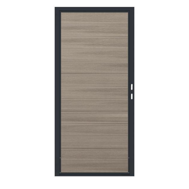Composiet Premium Tuinpoort | 120x190cm | Natural | Misty | Horizontaal | Antraciet stalen frame