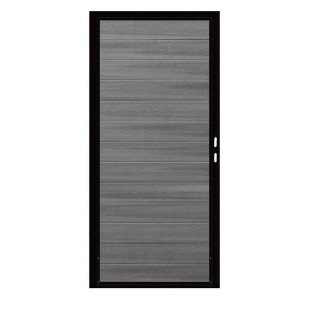 Composiet Premium Tuinpoort | 120x190cm | Natural | Cloudy Grey | Horizontaal | Zwart stalen frame
