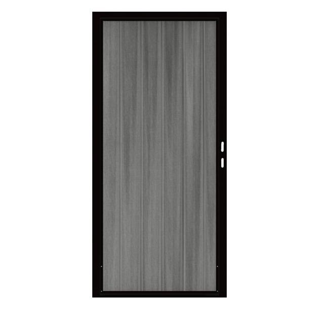 Composiet Premium Tuinpoort | 100x190cm | Natural | Cloudy Grey | Verticaal | Zwart stalen frame