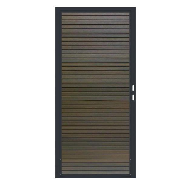 Composiet Premium Tuinpoort | 90x190cm | Rhombus | Walnut | Horizontaal | Antraciet stalen frame