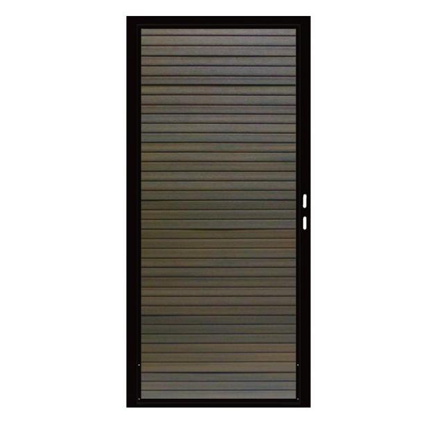 Composiet Premium Tuinpoort | 120x190cm | Rhombus | Walnut | Horizontaal | Zwart stalen frame