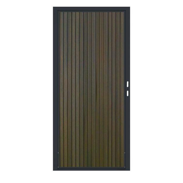 Composiet Premium Tuinpoort | 110x190cm | Rhombus | Walnut | Verticaal | Antraciet stalen frame