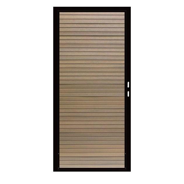 Composiet Premium Tuinpoort | 110x190cm | Rhombus | Tropical Brown | Horizontaal | Zwart stalen fram