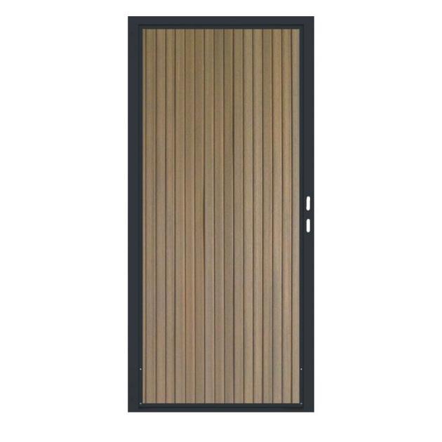 Composiet Premium Tuinpoort | 100x190cm | Rhombus | Tropical Brown | Verticaal | Antraciet stalen fr