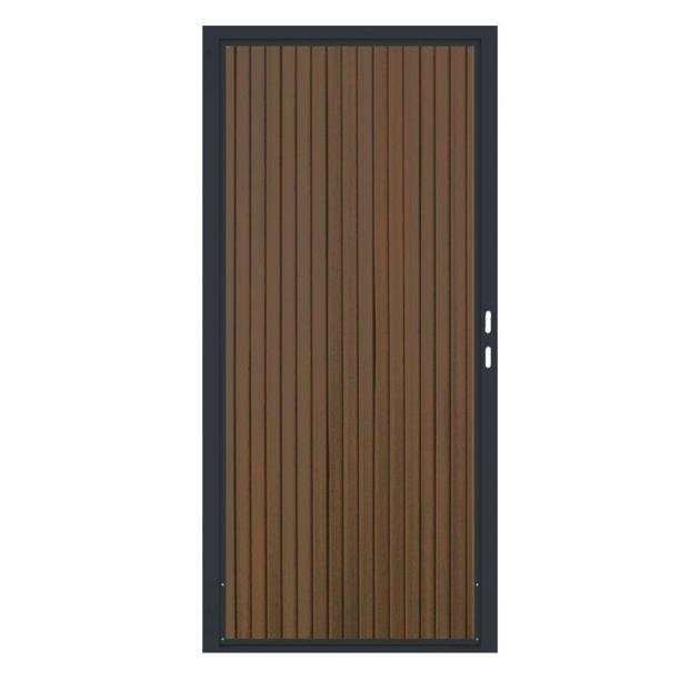 Composiet Premium Tuinpoort | 100x190cm | Rhombus | Savanna Brown | Verticaal | Antraciet stalen fra