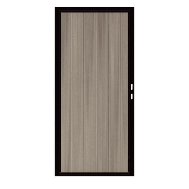 Composiet Premium Tuinpoort | 120x190cm | Natural | Misty | Verticaal | Zwart stalen frame