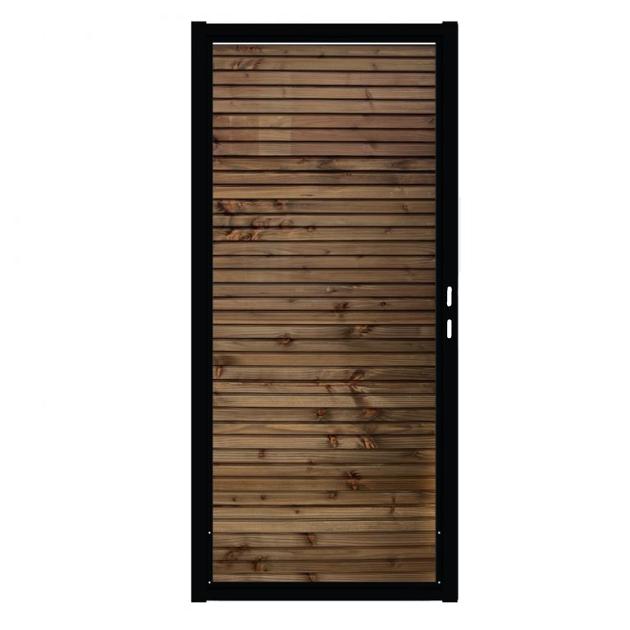 Douglas Tuinpoort | 100x190cm | Combiwood | Triple Rhombus Bruin  | Horizontaal | Zwart stalen frame