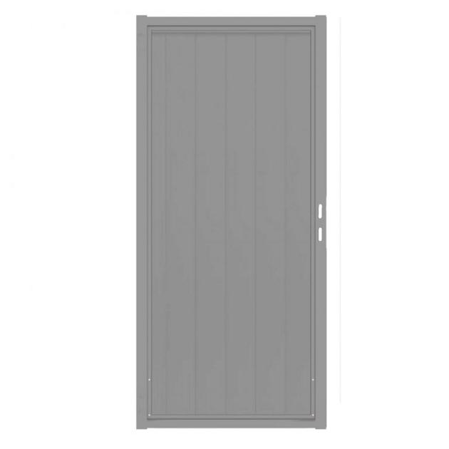 Aluminium Tuinpoort | 90x190cm | Smooth | Grey  | Verticaal | Grijs stalen frame