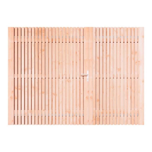 Douglas Open Rhombus Dubbele Tuinpoort 310x195 cm | 2x Stalen frame 150cm + 160cm met slotkast