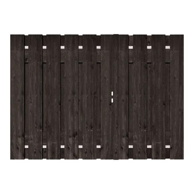 Douglas XL Zwart Dubbele Tuinpoort 290x195 cm | 2x Stalen frame 140cm + 150cm met slotkast