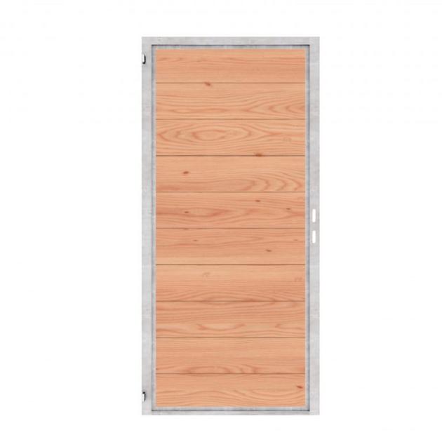 Douglas Tuinpoort | 110x190cm | Combiwood | Blokhutprofiel Onbehandeld  | Horizontaal | Verzinkt stalen frame