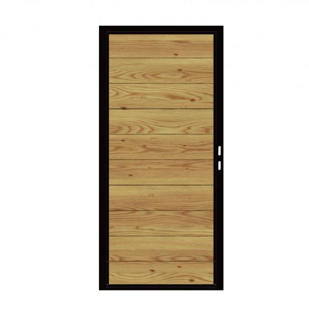 Douglas Tuinpoort | 110x190cm | Combiwood | Blokhutprofiel Groen geïmpregneerd  | Horizontaal | Zwart stalen frame