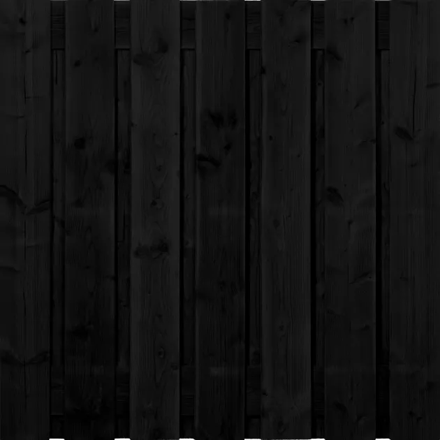 Tuinscherm Zwart XL Douglas 15 planks 180x180 cm BxH | Fijnbezaagd | Verticaal | Recht
