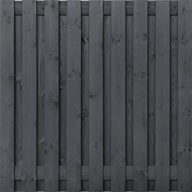 Tuinscherm Zwart Grenen 19 planks 180x180 cm BxH | Geschaafd | Verticaal | Recht