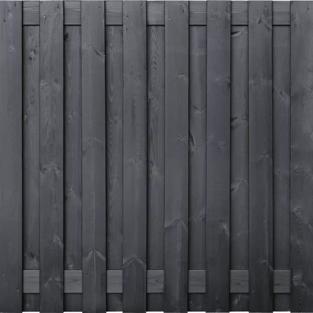 Tuinscherm Zwart Grenen 17 planks 180x180 cm BxH | Geschaafd | Verticaal | Recht