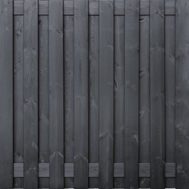 Tuinscherm Zwart Grenen 17 planks 150x150 cm BxH | Geschaafd | Verticaal | Recht