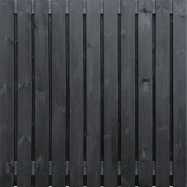 Tuinscherm Zwart Grenen 23 planks 220x180 cm BxH | Geschaafd | Verticaal | Recht