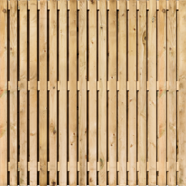 Tuinscherm Vuren Rhombus open | 37 planks | Geschaafd | Verticaal | Recht