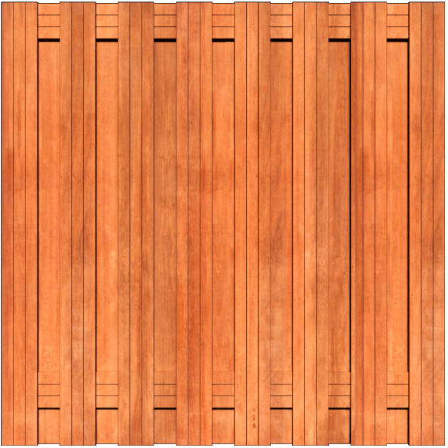 Tuinscherm Keruing 17 planks 180x180 cm BxH | Geschaafd | Verticaal | Recht
