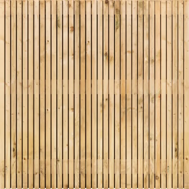 Tuinscherm Vuren Rhombus open | 65 planks 180x180 cm BxH | Geschaafd | Verticaal | Recht