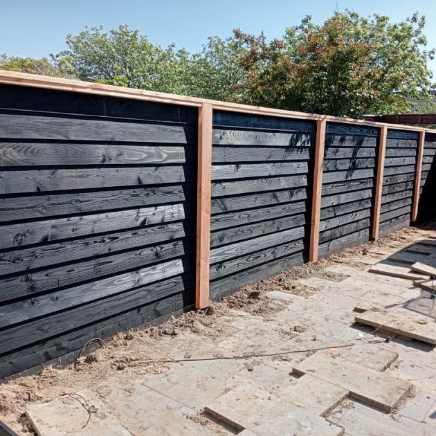 Tuinscherm Douglas Zweeds Rabat 11-37mm | Dubbelzijdig | Zwart | 220 cm breed