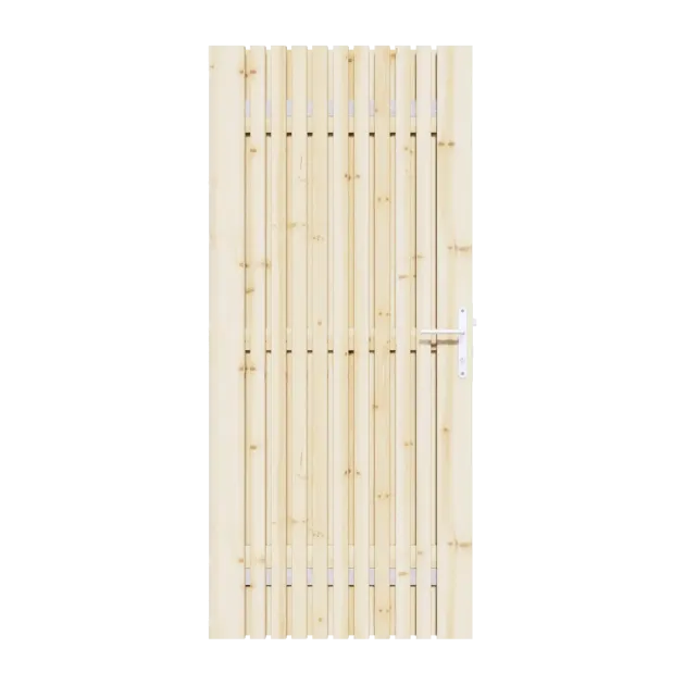 Vuren Rhombus Tuinpoort 80x195 cm | Stalen frame met slotkast | Verstelbaar | 18x70 mm