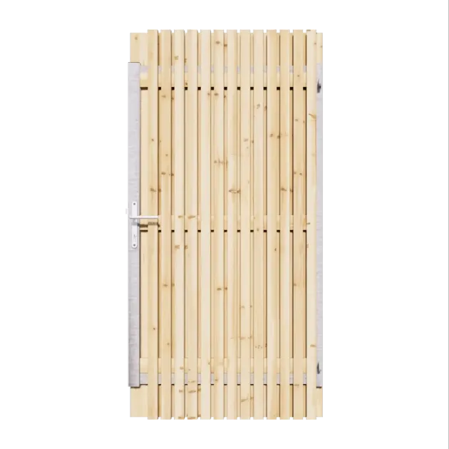 Vuren Rhombus Tuinpoort 90x195 cm | Stalen frame met slotkast | Verstelbaar | 18x45 mm