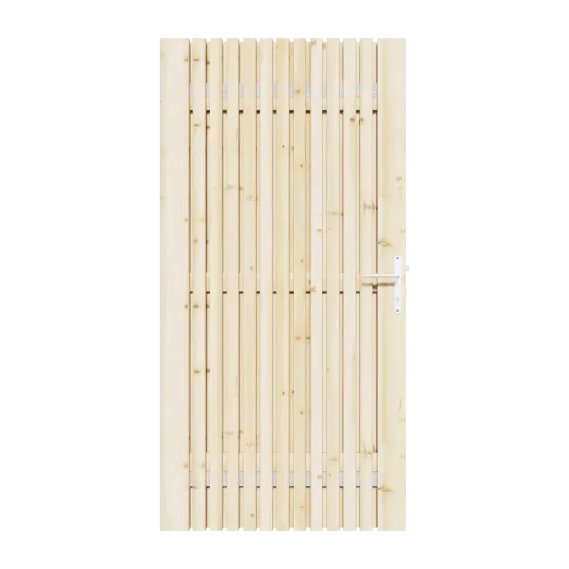 Vuren Rhombus Tuinpoort 90x195 cm | Stalen frame met slotkast | Verstelbaar | 18x45 mm