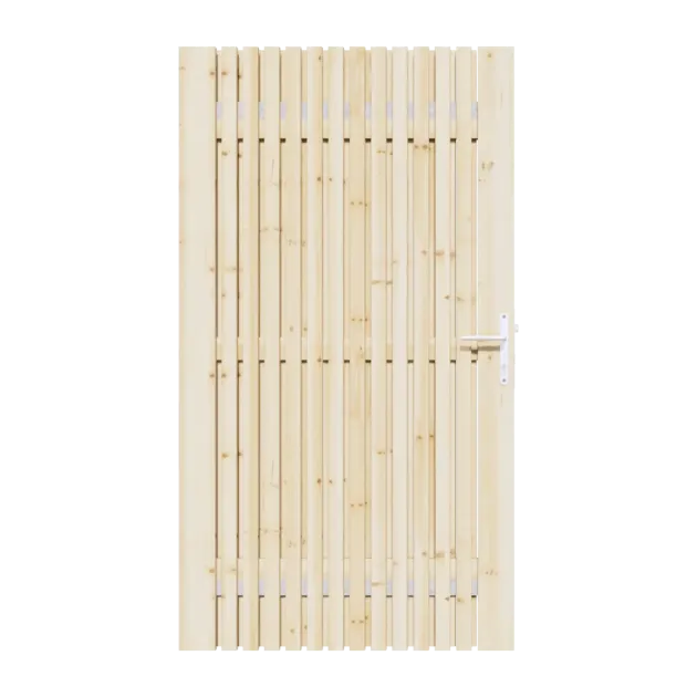 Vuren Rhombus Tuinpoort 100x195 cm | Stalen frame met slotkast | Verstelbaar | 18x70 mm